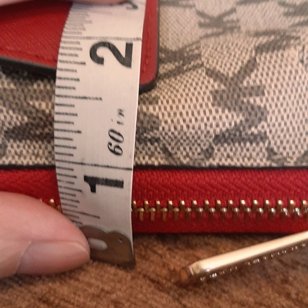 Michael Kors Bridgette Red & Tan MK Logo Print Wallet on Crossbody Strap - Picture 13 of 14